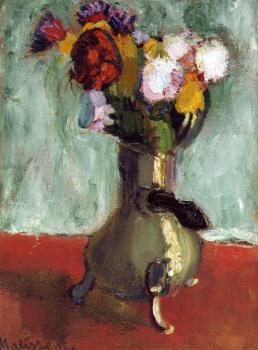 Henri Emile Benoit Matisse : bouquet of flowers in a chocolate pot